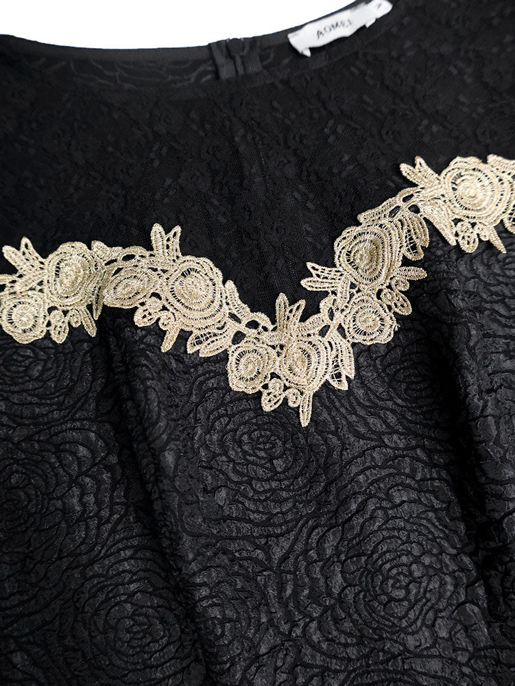 AOMEIDRESS Black Jacquard Lace Bodycon Dress Evening Cocktial Gowns