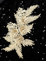 AOMEIDRESS Sequin Bodycon Party Dress Sheer Mesh Neck Puff Sleeves