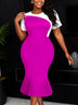 AOMEIDRESS Colorblock Bodycon Mermaid Dresses O Neck Short Sleeves