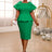 green o neck midi dress