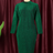 AOMEI Green Long Sleeve Midi Shiny Dress