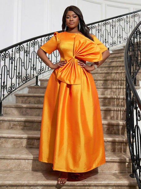 Orange High Waist Elegant Dress