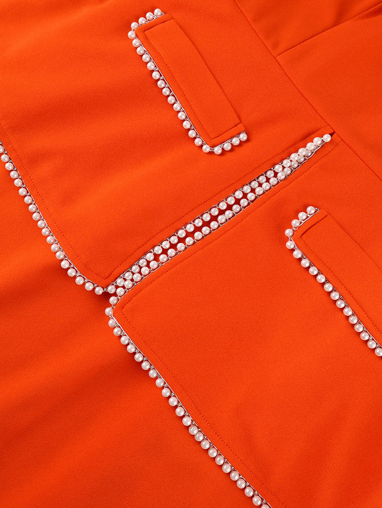 AOMEIDRESS Bodycon Dresses O Neck Half Sleeve Beading Office Ladies