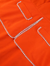 AOMEIDRESS Bodycon Dresses O Neck Half Sleeve Beading Office Ladies