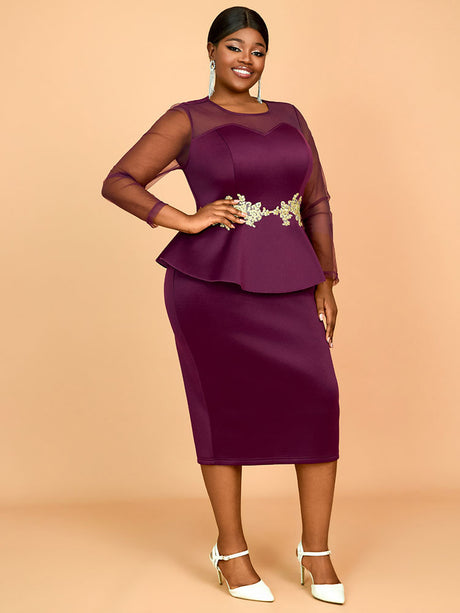 AOMEIDRESS Wedding Party Outfits Church Patchwork Pencil Dress Woman