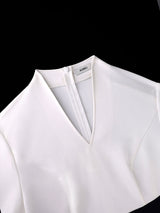 AOMEIDRESS Colorblock Bodycon Dress V Neck Long Sleeves Stylish Gowns