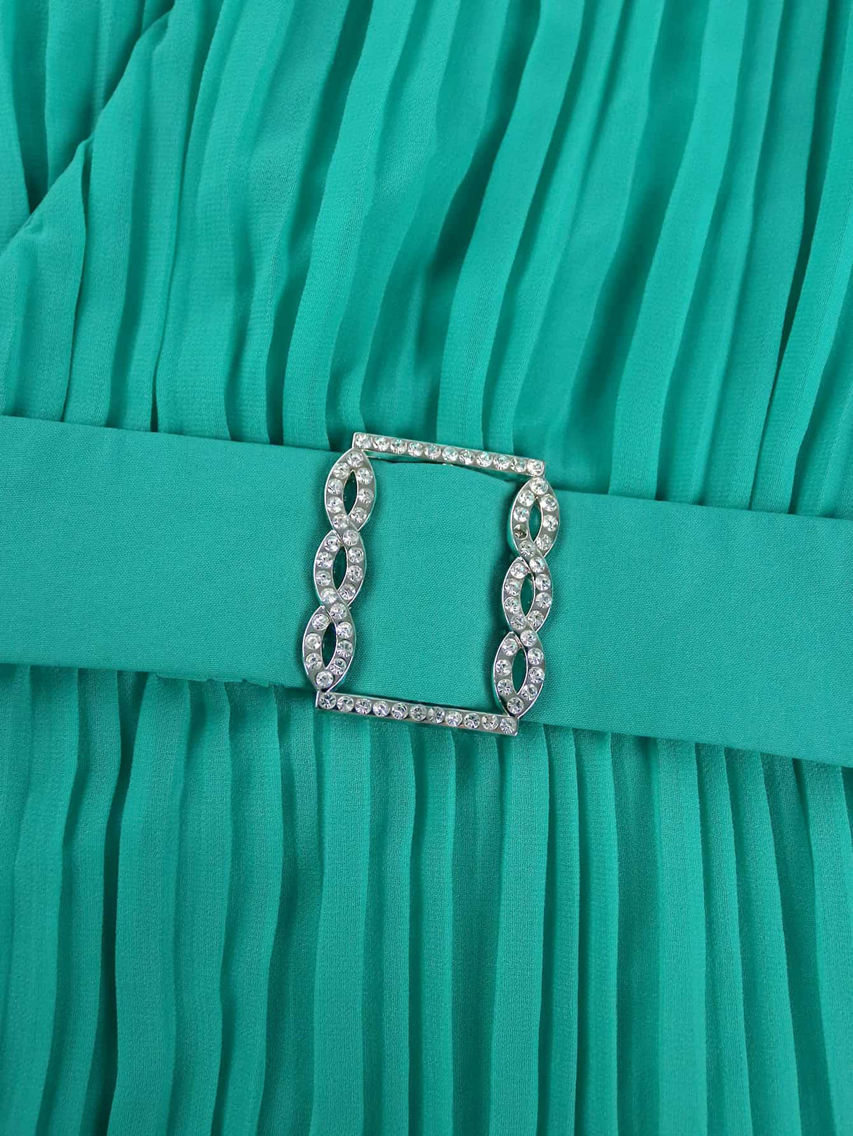 AOMEIDRESS Lake Green A Line Cake Dress Pearl Chiffon V Neck Pleated