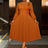 AOMEIDRESS Brown A Line Dress Skew Collar Long Puff Sleeve 3D Flower Brown / S