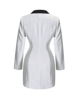 AOMEIDRESS Colorblock Blazer Lapel and Pocket Trim Office Lady Wear