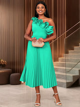 AOMEIDRESS One Shoulder A Line Pleated Party Dresses Ruffle Detail