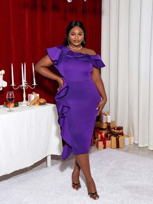 Purple Plus Size Slim Bridesmaid Dress