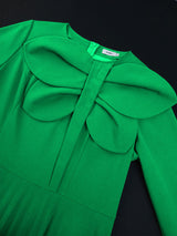 AOMEIDRESS A Line Pleated Dress with Long Sleeves Oversize 3D Flower