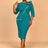 AOMEIDRESS Green Wedding Guest Dress Bodycon Long Sleeve 3D Floral
