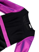 AOMEIDRESS Colorblock Mermaid Bodycon Dress Puff Sleeves Party Gowns