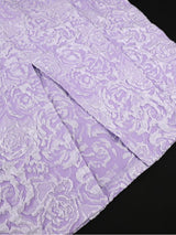 AOMEIDRESS Jacquard Bodycon Dress Mock Neck Long Sleeve Peplum Ruffle