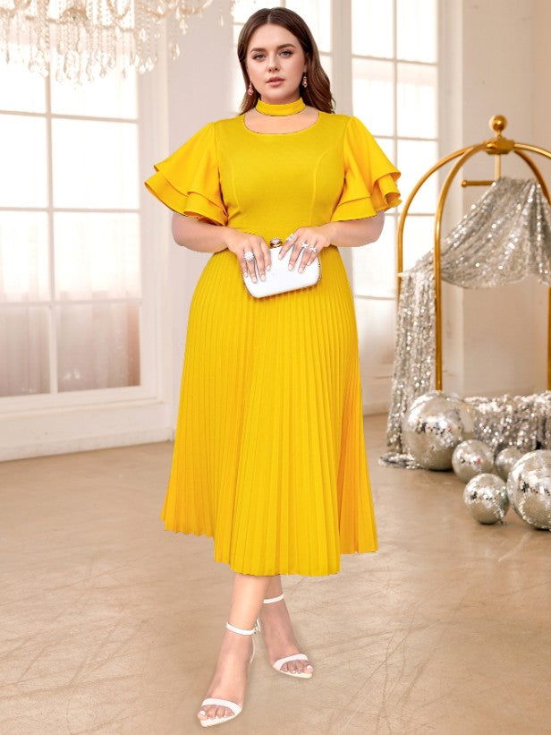 Yellow Halter O Neck dresses for women