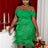 AOMEI Off Shoulder Green Fringe Christmas Dress