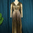 AOMEI Pleated Shiny Vintage Christmas Dress Maxi Gold / S