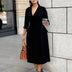 Elegant A Line Blazer Dress Notched Lapel Three Quarter Sleeves with Belted