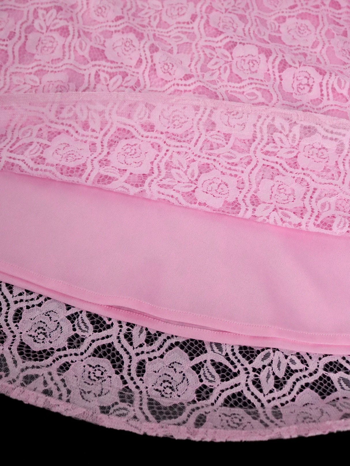 Women's Pink Off-Shoulder Dress Ruffled Puff Sleeves Floral Lace