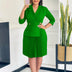 Elegant Dress For Women Notched Collar Three Quarter Sleeve Pleated