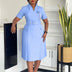 AOMEIDRESS Elegant Dresses V Neck Short Sleeves Pleated Belt 3D Flowers