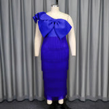 AOMEIDRESS One Shoulder Tassel Dresses Sexy Big Bow Ruffles Wedding Guest Occassion