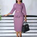 Church Dresses for Women Elegant Bodycon Dress Peplum 3/4 Sleeves Irregular Collar