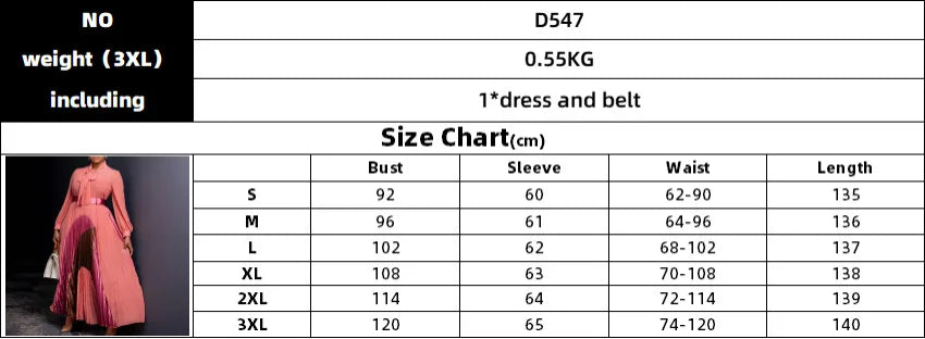 Elegant Women Pleated Maxi Dress Autumn New Lace Up Pleated Long Sleeves