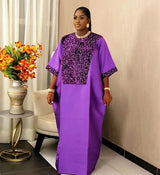 Bubu Kaftan Dress for Church African Women Shiny Sequined Traditional Africa Clothing