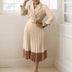 Elegant A-line Pleated Blazer Dresses for Women High Waisted Party Suit