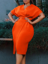 Women V Neck Bodycon Party Dress High Waist Slim African Female