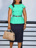 AOMEIDRESS Elegant Pencil Dress O Neck Short Sleeve Peplum Belly Cover