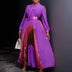 Elegant Women Pleated Maxi Dress Autumn New Lace Up Pleated Long Sleeves