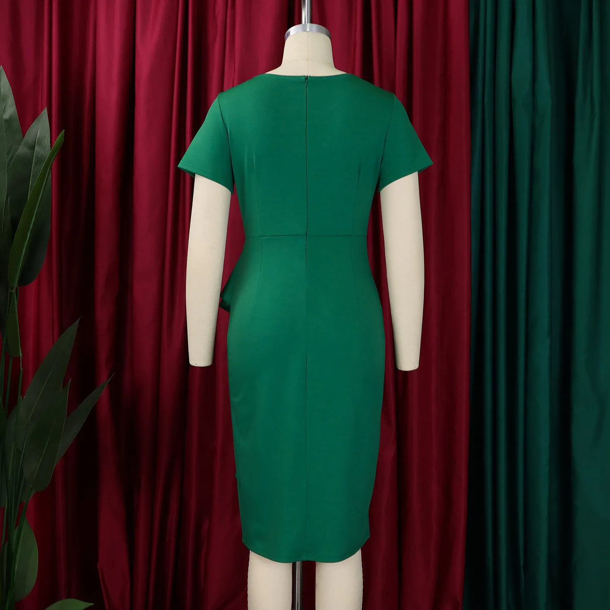 Elegant Church Dresses for Women Bodycon V Neck Ruffles Short Sleeves