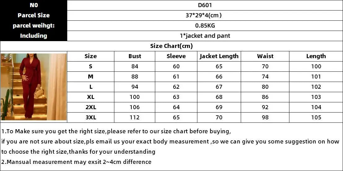 Elegant Two Piece Set Women Notched Lapel Lace Up Tops Full Length Flare Pants