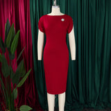 AOMEIDRESS African Pretty Church Dresses Short Sleeve Elegant Bodycon Gowns