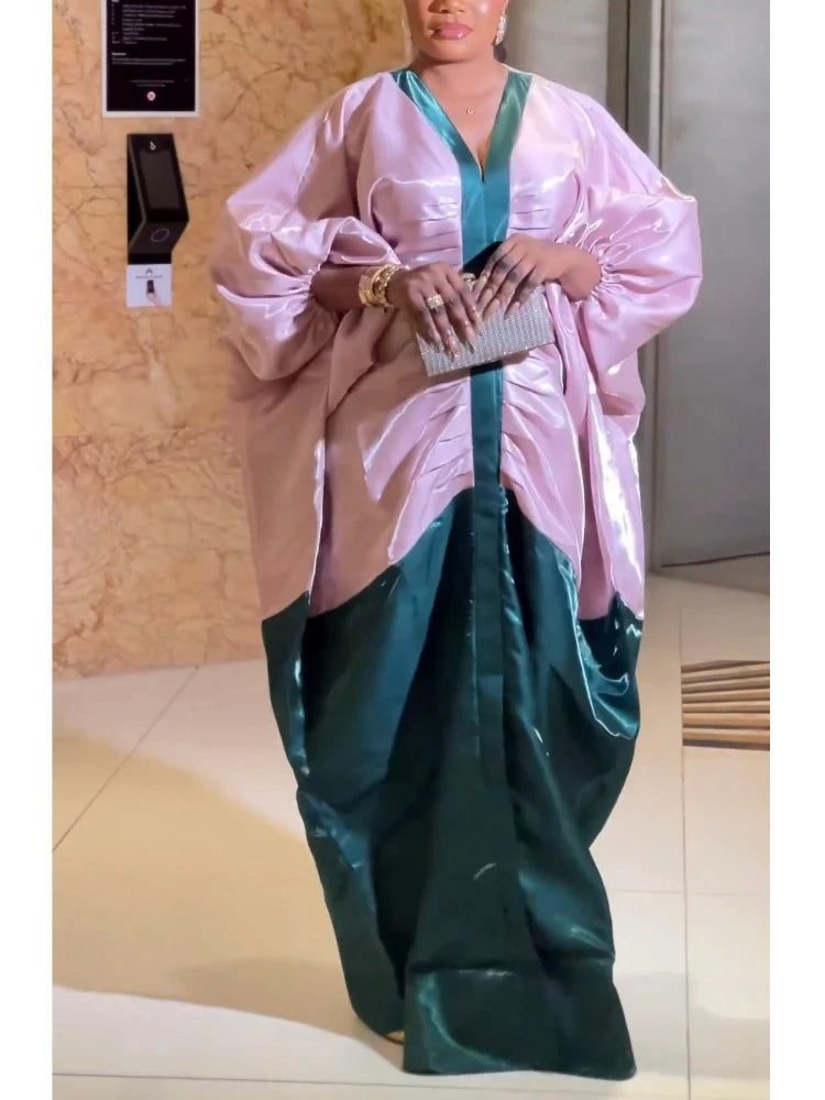 Women Shiny Bubu Kaftan Dresses for Church African LadiesTraditional