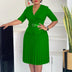 Elegant Church Dresses for Women V Neck Peplum Pleated Waist Belt