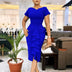Elegant Church Dresses for Women Bodycon V Neck Ruffles Short Sleeves