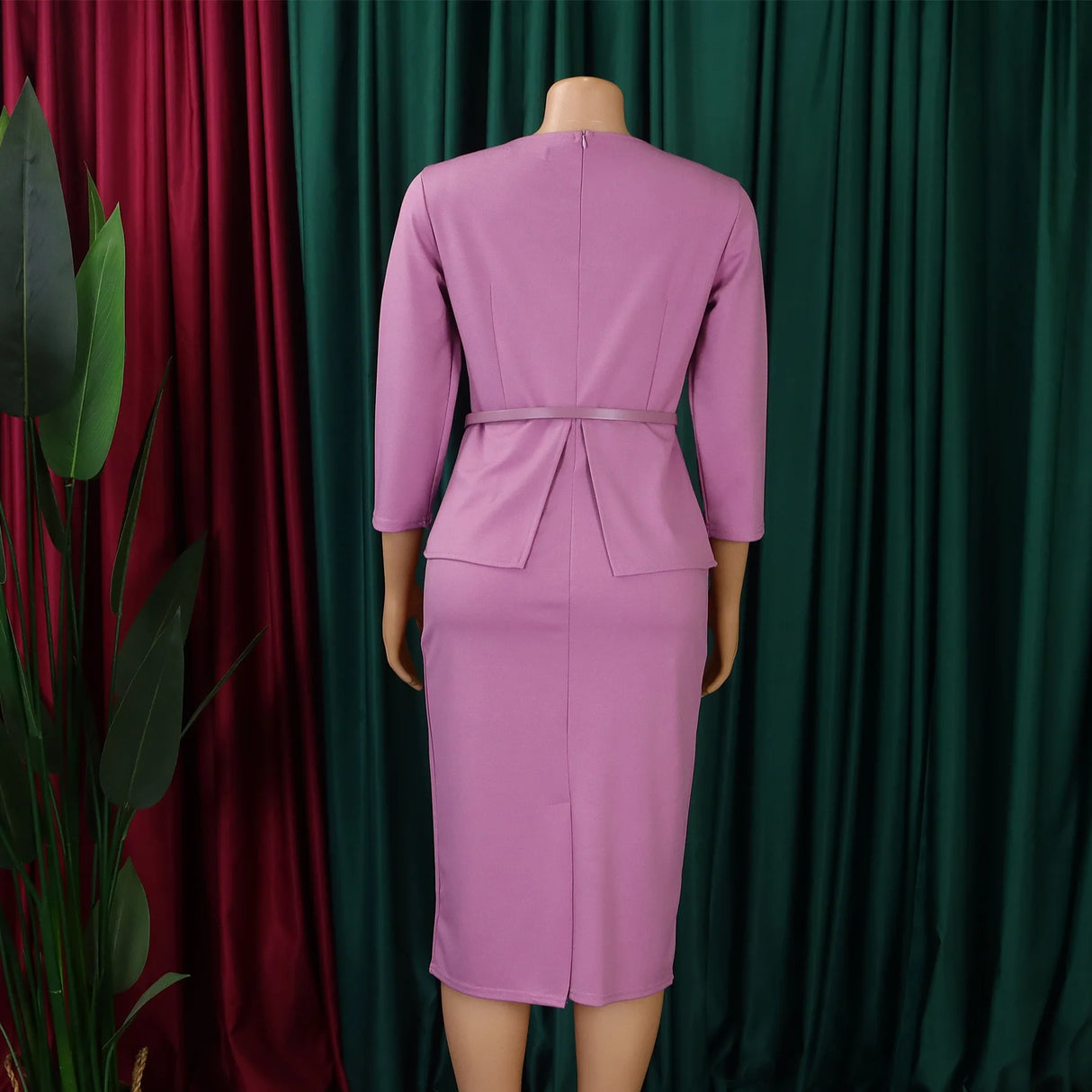Church Dresses for Women Elegant Bodycon Dress Peplum 3/4 Sleeves Irregular Collar