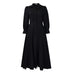 Elegant Shirt Dresses Women Turn Down Collar Long Puff Sleeve