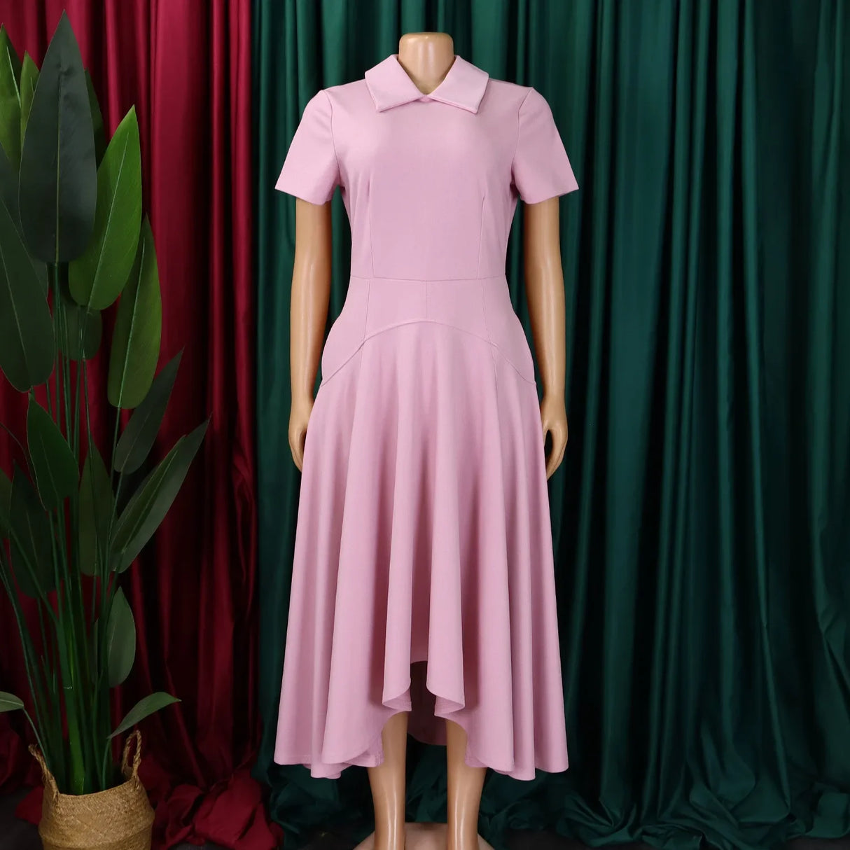 Elegant Church Dresses for Women Pleated A Line Short Sleeves Irregular