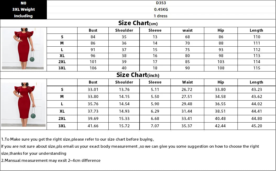 Women Bodycon Dress O Neck Beading Ruffles Sleeves High Waist African Party Fashion
