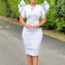 Women Bodycon Party Dress Ruffles Sleeves Hollow Out Party