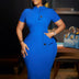Elegant Church Dresses for Women Bodycon Short Sleeves Buttons Package Hip