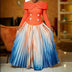 Women's Two Piece Set Elegant Off Shoulder Suit Tops Printed Loose Long Pleated Skirt