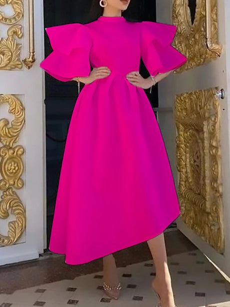 Women Stylish Party Dress A Line High Waist Ruffles Celebrate