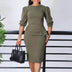 Elegant Slim Dresses for Church Women O Neck Half Sleeves