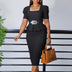 Church Dresses for Women Modest Elegant Square Collar Peplum Short Sleeves